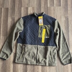 Eddie Bauer Mixed Media Fleece Jacket in Olive and Black